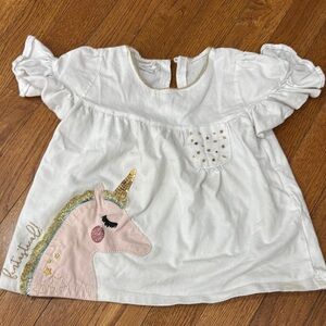 Unicorn Embroidered White Toddler Top